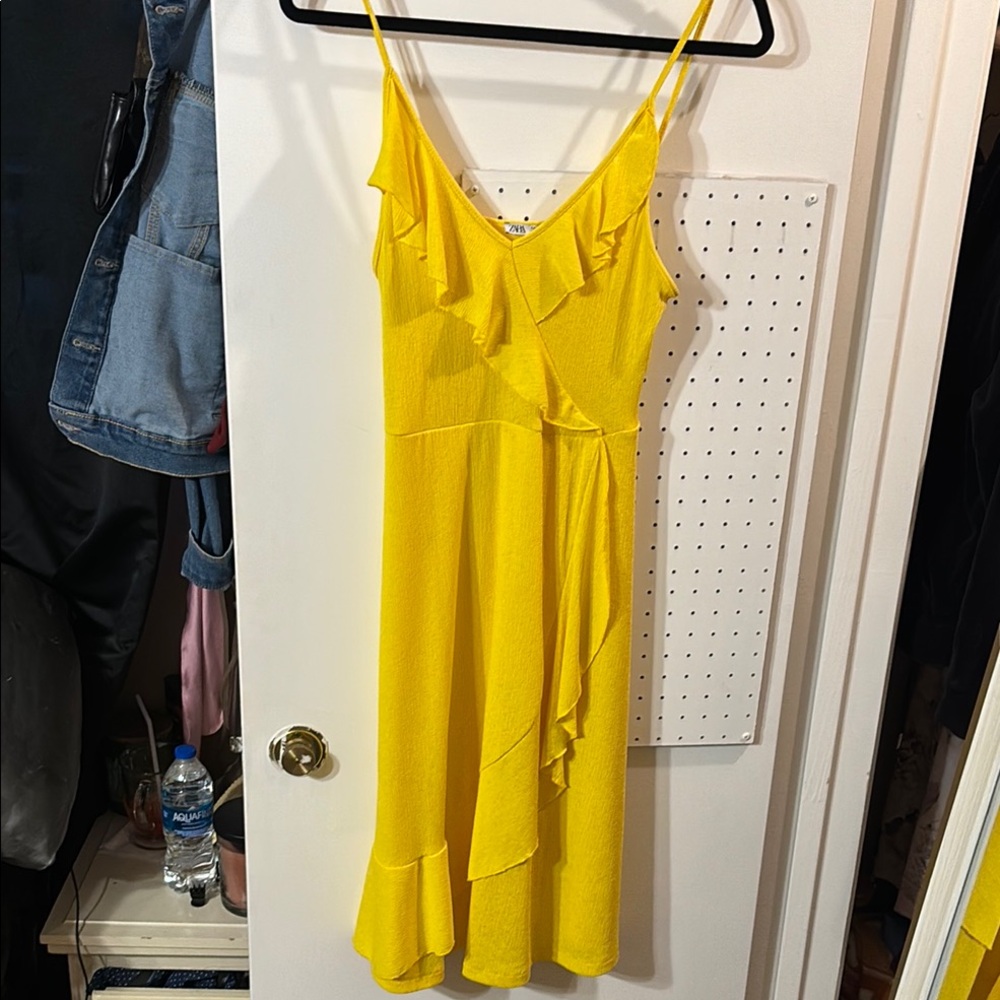 Yellow Ruffle Wrap Dress